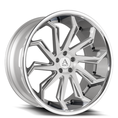 Azad Az1101 Wheels Rims 20x10.5 5x120 Brushed Silver With Stainless Lip ...