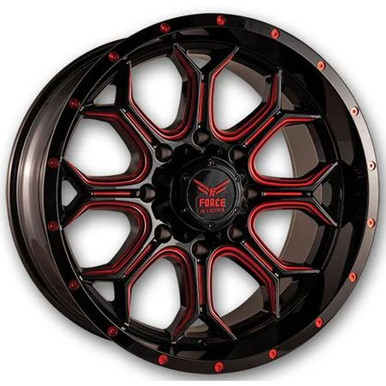 Unique 42 Rims Force Off-Road F42 Wheels Rims 22x12 6x139.7 Red Milled -44mm ...