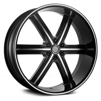 U2 55 Wheels Rims 24x10 6x139.7 Black Machined W/ Milled Lip 13mm