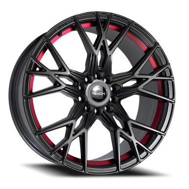 VAINON Wrinkle Ring 17号 Venom 51 Wheels Rims 17x8 5x108 5x114.3 Satin Black W/ Red Line