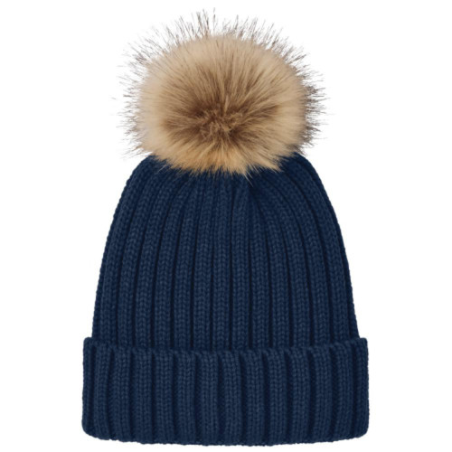 Embroidered Faux Fur Pom Beanie-TrinityWir