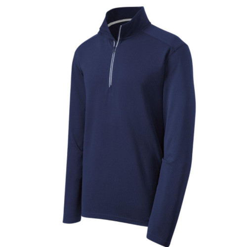 Embroidered Textured Qtr Zip Pullover-TrinityWir