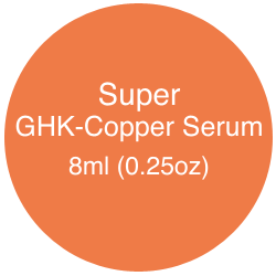 An orange circle with  white writing that says "Super GHK Copper Serum (Bonus)"