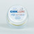 A white jar on a white background is seem from above. The label on the jar top says "GHK LUXE Eye Cream"