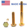 1"-14 x 2 1/2" (FT) UNS Thread Grade 8 Hex Cap Screw (Bolt) - USA Alloy Steel Yellow Zinc Plated