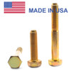 1"-14 x 4 1/2" (PT) UNS Thread Grade 8 Hex Cap Screw (Bolt) - USA Alloy Steel Yellow Zinc Plated