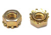 1/4-20 Coarse Thread KEPS Nut / Star Nut with External Tooth Lockwasher Low Carbon Steel Yellow Zinc Plated