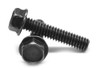 #10-24 x 1 1/4" (FT) Coarse Thread Machine Screw Hex Washer Head Low Carbon Steel Black Oxide