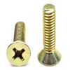 #4-40 x 3/16" (FT) Coarse Thread Machine Screw Phillips Flat Head 100 Degree Low Carbon Steel Yellow Zinc Plated