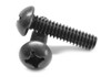 #10-32 x 3/8" (FT) Fine Thread Machine Screw Phillips Round Head Low Carbon Steel Black Oxide