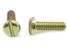 #10-32 x 1/2" (FT) Fine Thread Machine Screw Slotted Pan Head Low Carbon Steel Yellow Zinc Plated