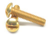 #10-24 x 1" (FT) Coarse Thread Machine Screw Slotted Round Head Low Carbon Steel Yellow Zinc Plated