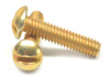 #10-24 x 3/8" (FT) Coarse Thread Machine Screw Slotted Round Head Low Carbon Steel Yellow Zinc Plated