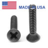 #10-32 x 1/4" (FT) Fine Thread MS24693-B Machine Screw Phillips Flat Head 100 Degree - USA Low Carbon Steel Cadmium Plated