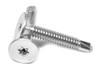 #10-24 x 1" (FT) Coarse Thread Self Drilling Screw 6 Lobe Wafer Head #3 Point Low Carbon Steel Zinc Plated