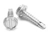 #14 x 2" (FT) 7/16" AF Self Drilling Screw Slotted Hex Washer Head Low Carbon Steel Zinc Plated