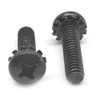 #10-32 x 1/4" (FT) Fine Thread Machine Screw SEMS Phillips Pan Head External Tooth Lockwasher Low Carbon Steel Black Zinc Plated