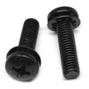 #6-32 x 1/2" (FT) Coarse Thread Machine Screw SEMS Phillips Pan Head Internal Tooth Lockwasher Low Carbon Steel Black Oxide