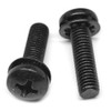 #6-32 x 3/16" (FT) Coarse Thread Machine Screw SEMS Phillips Pan Head Internal Tooth Lockwasher Low Carbon Steel Black Oxide