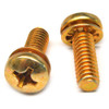 #6-32 x 1/2" (FT) Coarse Thread Machine Screw SEMS Phillips Pan Head Internal Tooth Lockwasher Low Carbon Steel Yellow Zinc Plated