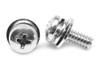 #8-32 x 3/8" (FT) Coarse Thread Machine Screw SEMS Phillips Pan Head Split Lockwasher Narrow Flat Washer Low Carbon Steel Zinc Plated