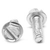 #12-24 x 1" (FT) Coarse Thread Thread Cutting Screw Slotted Hex Washer Head Type F Stainless Steel 410