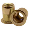 #10-32 (.020-.130") Fine Thread Large Flange Knurled Body Rivet Nut Low Carbon Steel Yellow Zinc Plated