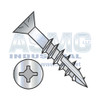 8-11X1 1/2 Square Phil Drive Flat w/Nibs Deep Thread Wood Screw 2/3 Thread Type17 Zinc Bake