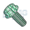 8-32X1/2 Unslot Indent Hex Washer Thread Cutting Screw Type F Full Thread Zinc Bake Green