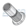 10-24-.225 Flat Head Ribbed Threaded Insert Rivet Nut Aluminum Cleaned and Polished