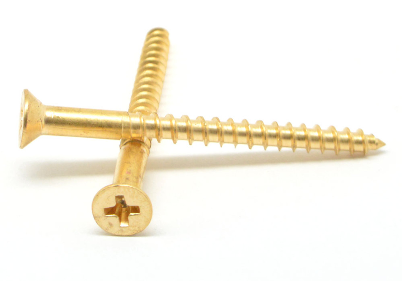 #2 x 5/8" Wood Screw Phillips Flat Head Brass