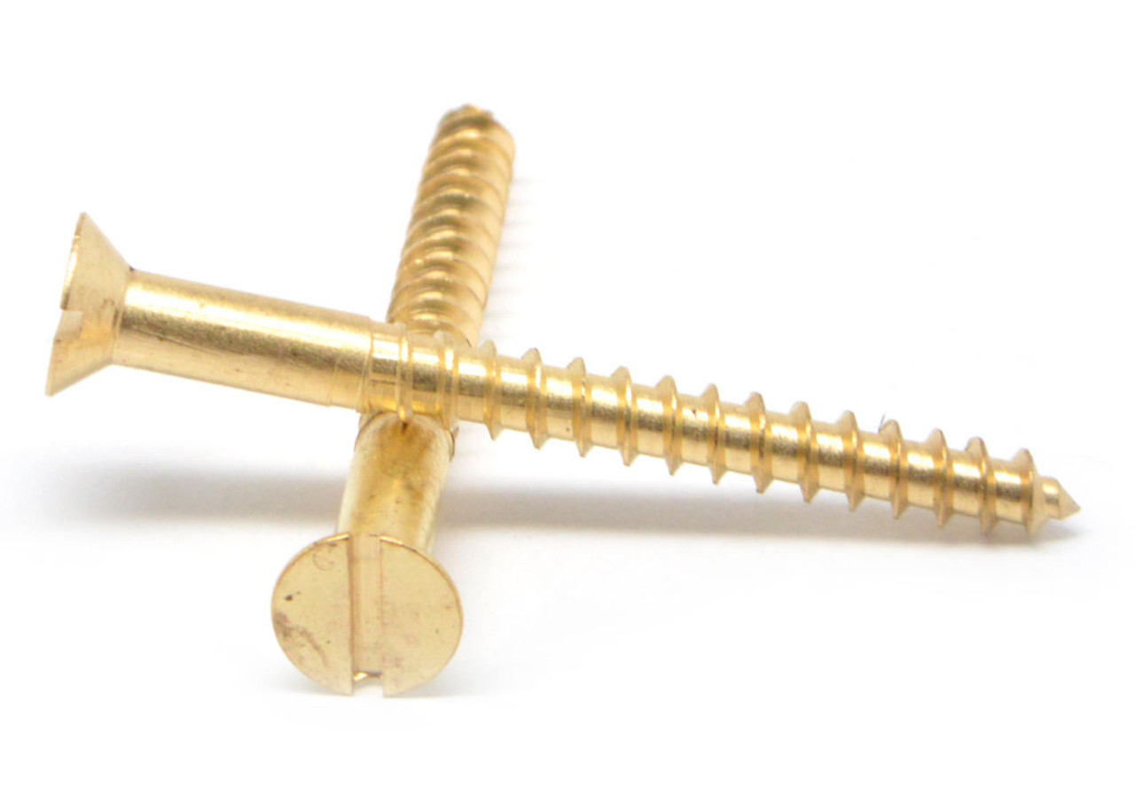 #4 x 3/4" Wood Screw Slotted Flat Head Brass