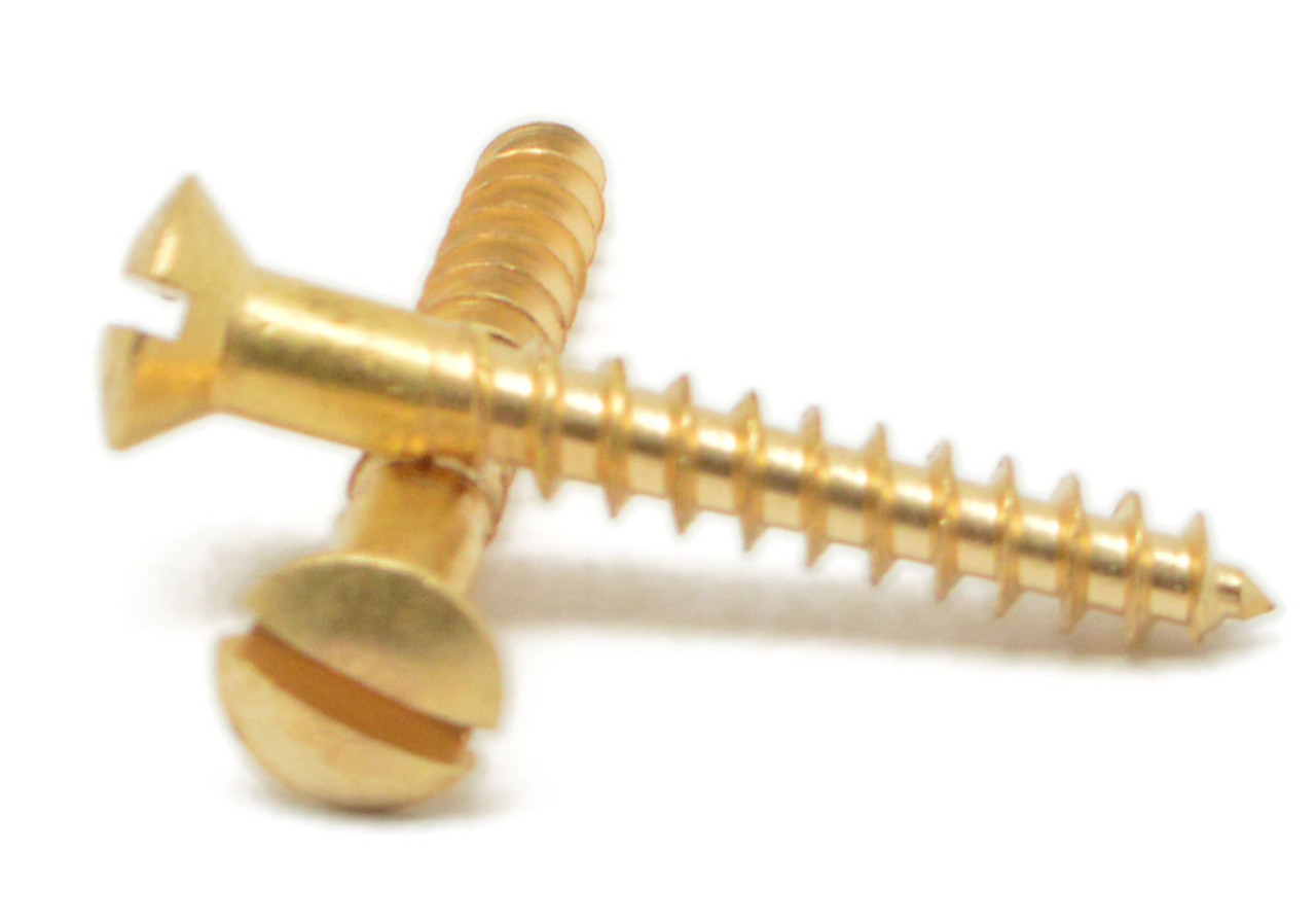 #4 x 3/4" Wood Screw Slotted Oval Head Brass