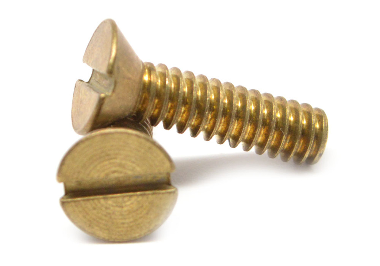 1032 x 3/8" Fine Thread Machine Screw Slotted Flat Head Brass ASMC
