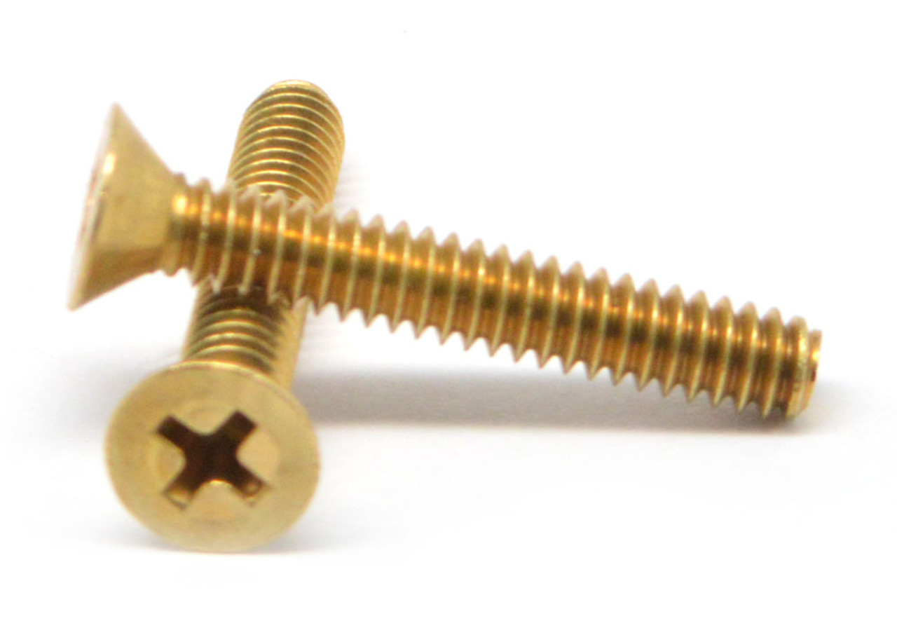 #10-24 x 3/8" Coarse Thread Machine Screw Phillips Flat Head Brass