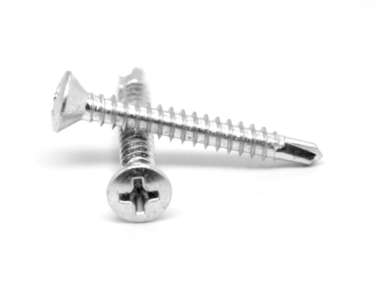 #8-18 x 1" (FT) BSD Thread Self Drilling Screw Phillips Oval Head #2 Point Low Carbon Steel Zinc Plated