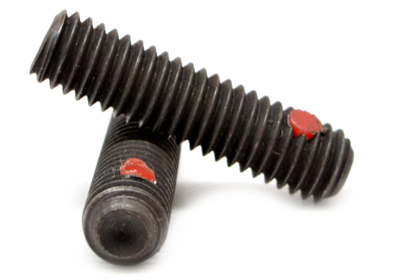 1/4"-28 x 5/8" Fine Thread Socket Set Screw Cup Point Nylon Pellet Alloy Steel Black Oxide