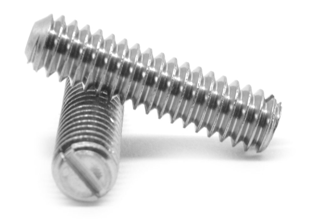 #10-24 x 1" Coarse Thread Slotted Set Screw Case Hardened Low Carbon Steel Steel Zinc Plated