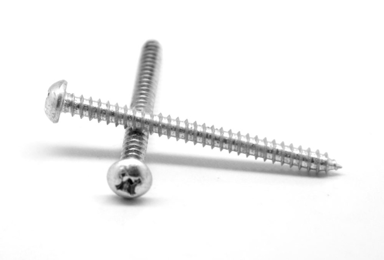 #8-15 x 1 1/4" Sheet Metal Screw Phillips Round Head Type A Low Carbon Steel Zinc Plated