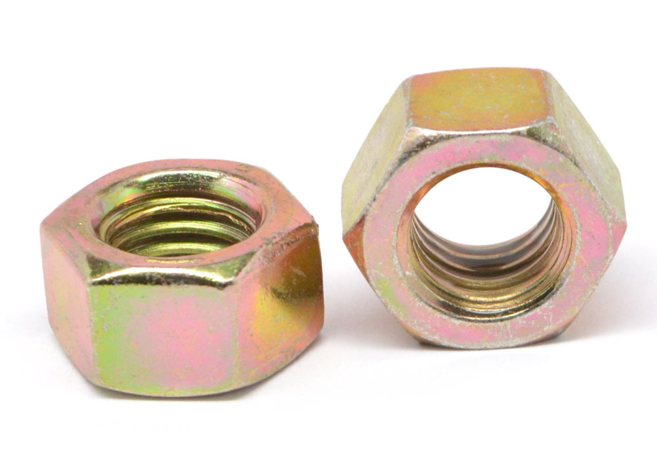 1/4"-20 Coarse Thread Finished Hex Nut Low Carbon Steel Yellow Zinc Plated