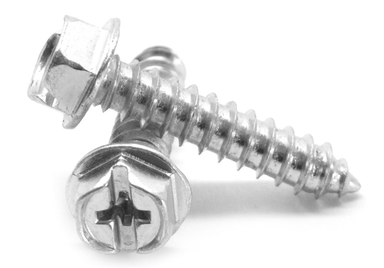 #10-16 x 1" Sheet Metal Screw Hex Washer Head Phillips/Slotted Combo Type AB Low Carbon Steel Zinc Plated