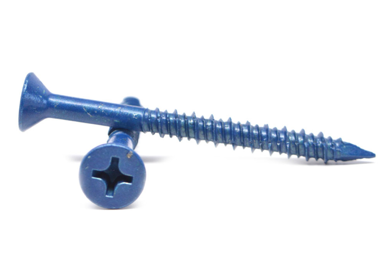 3/16" x 2 1/4" Tapking Concrete Screw Phillips Flat Head Low Carbon Steel Blue Polymer