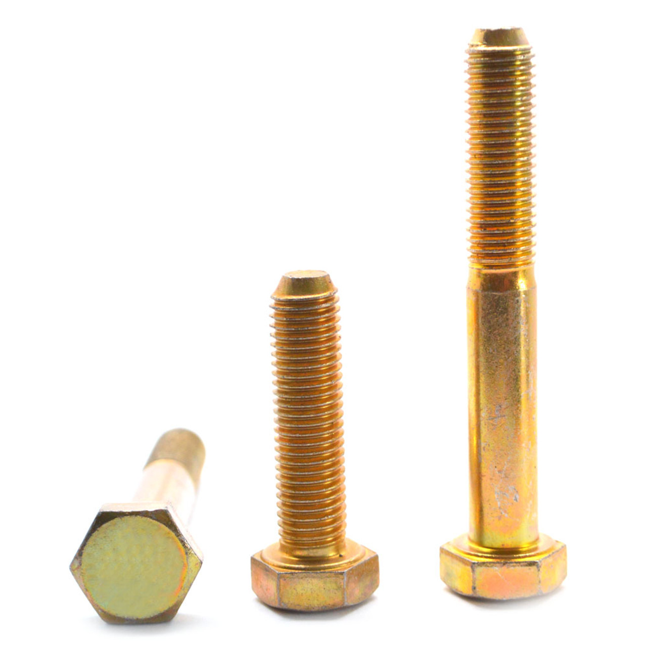 3/8"-24 x 1/2" (FT) Fine Thread Grade 8 Hex Cap Screw (Bolt) Alloy Steel Yellow Zinc Plated