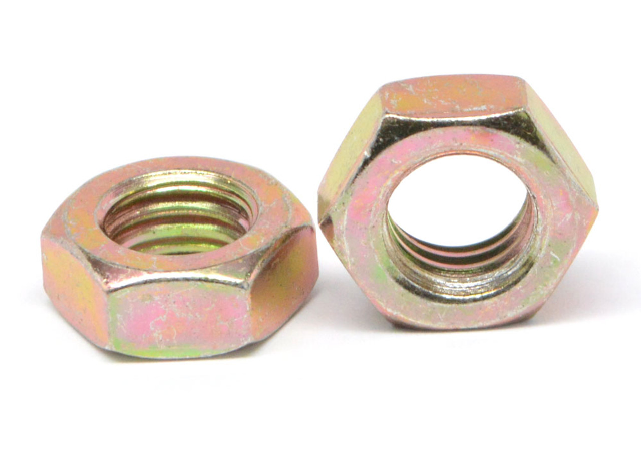 1"-14 UNS Thread Hex Jam Nut Low Carbon Steel Yellow Zinc Plated