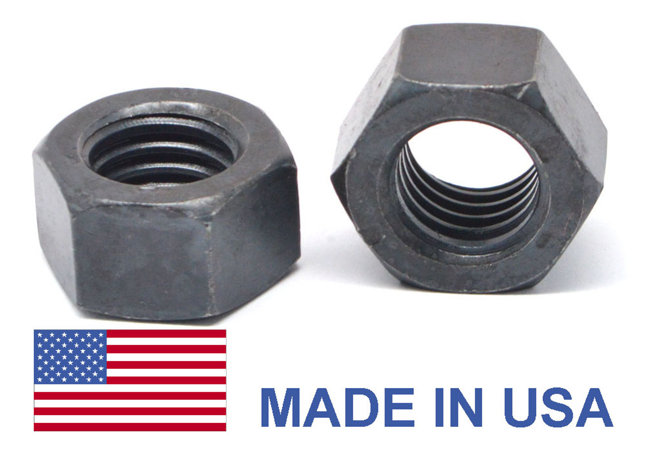 1"-8 Coarse Thread Grade 8 Finished Hex Nut - USA Medium Carbon Steel Black Oxide