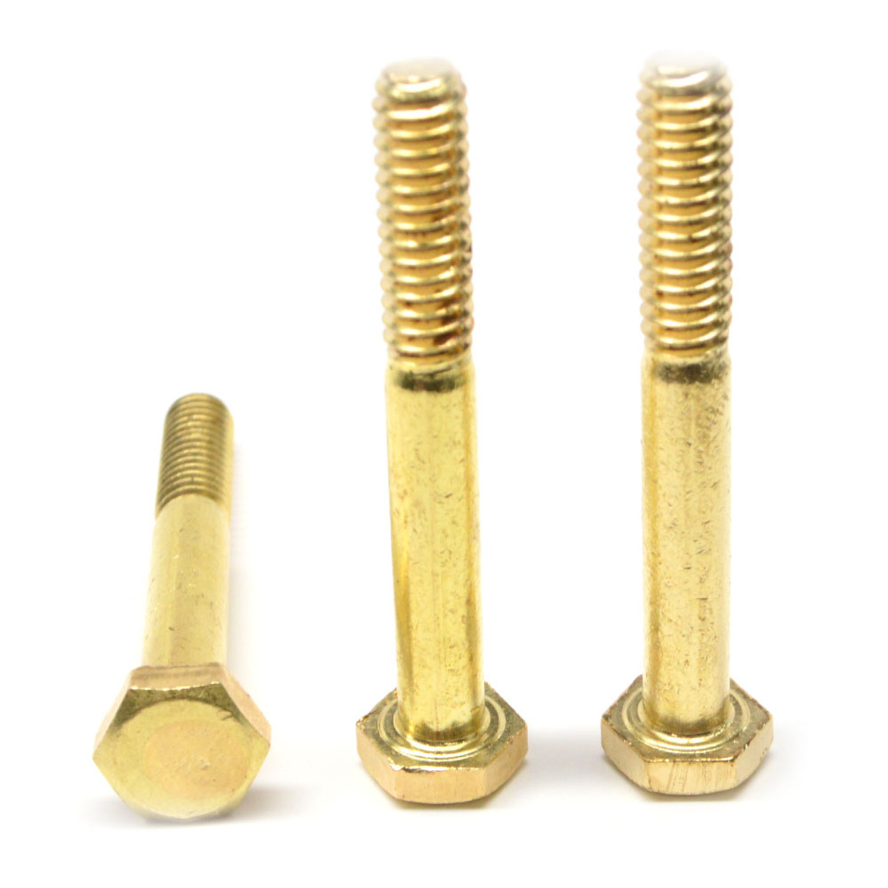 1/4-20 x 3 1/2 Coarse Thread Hex Cap Screw (Bolt) Brass