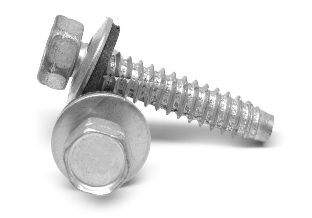#14 x 2 1/2" Sheet Metal Screw Hex Washer Head with Bonded Neoprene Washer Type B Stainless Steel 18-8