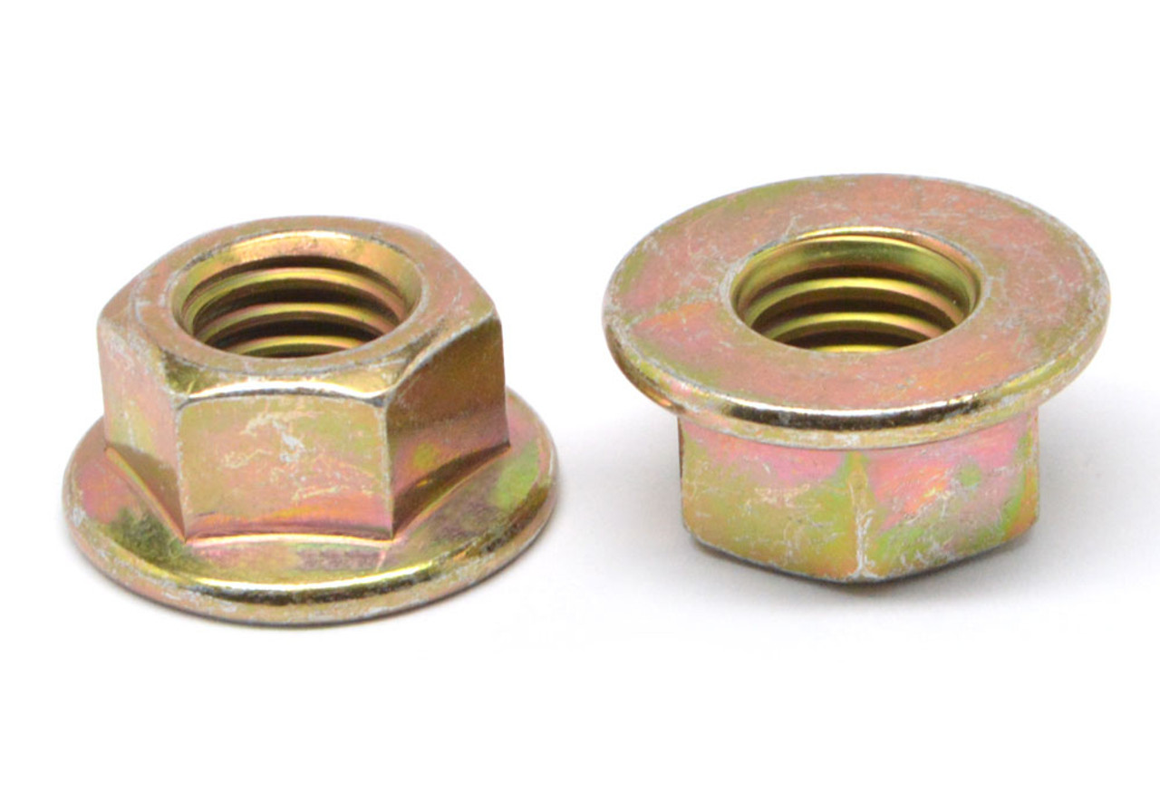 1/2-20 Fine Thread Grade G Stover All Metal Flange Locknut Medium Carbon Steel Yellow Zinc Plated