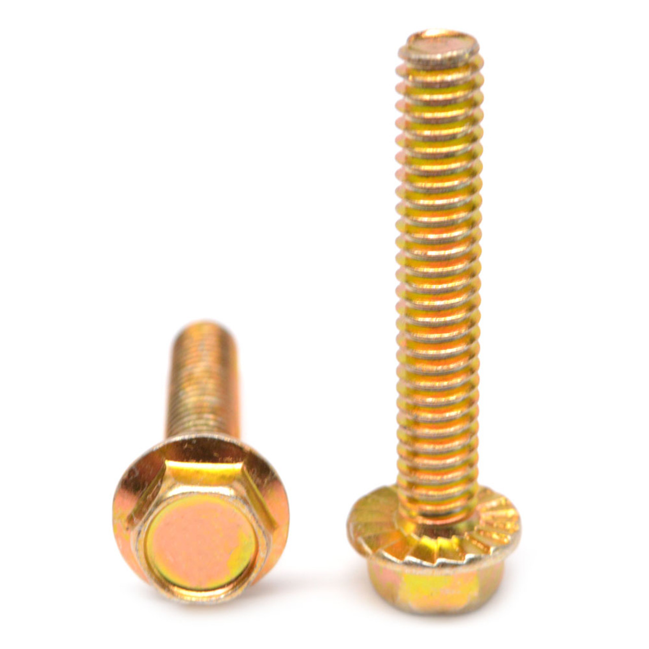 1/2-13 x 2 Coarse Thread Grade 5 Hex Flange Screw with Serration Medium Carbon Steel Yellow Zinc Plated