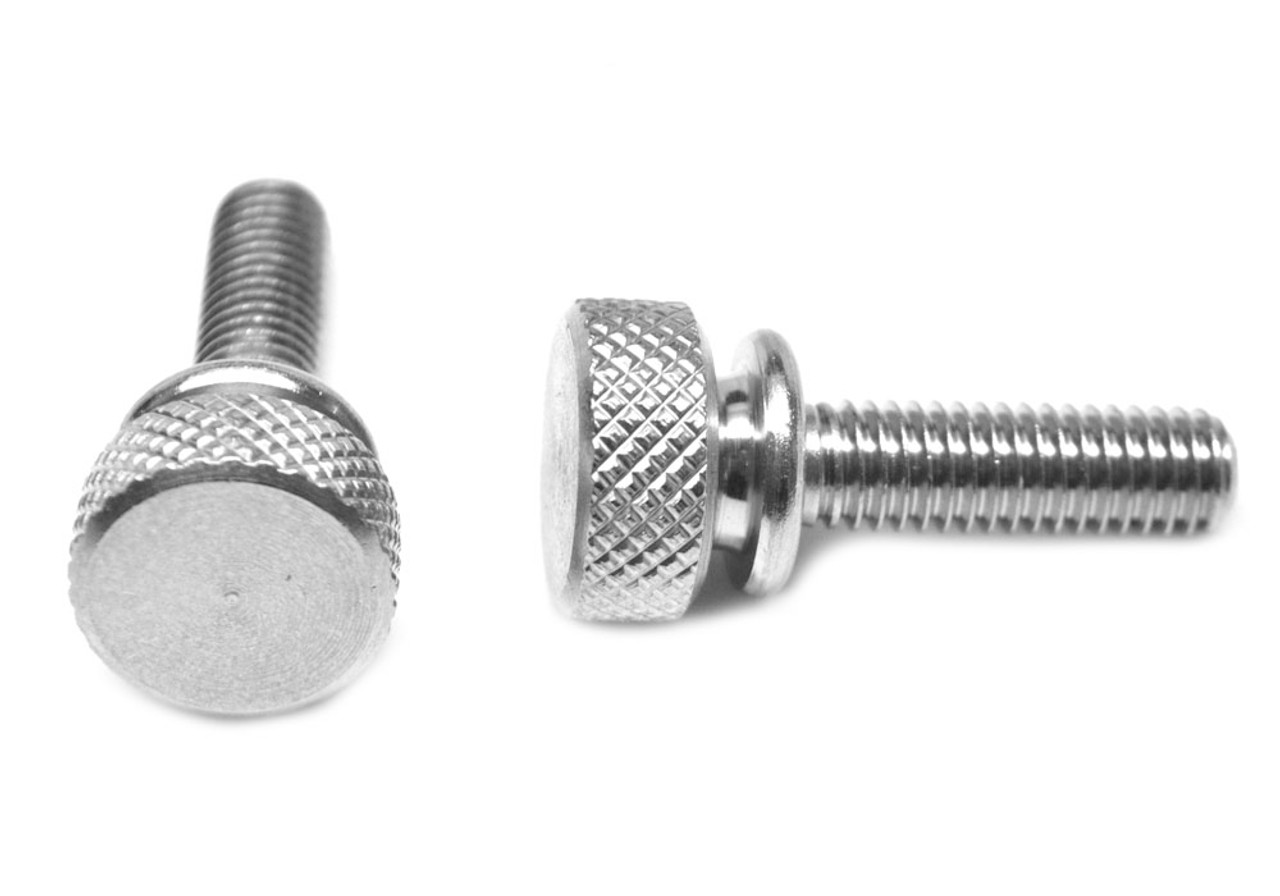 #4-40 x 3/8" (FT) Coarse Thread Knurled Thumb Screw with Washer Face Stainless Steel 18-8